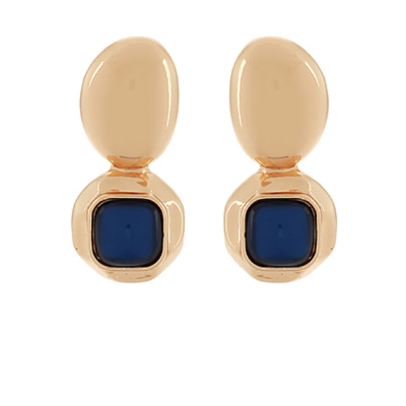 Square Dome Shape Stone & Oval Earrings - Picture 5 of 7